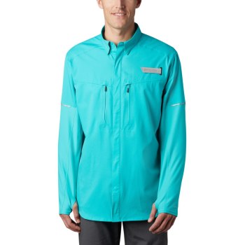 Columbia Overhemd Heren, PFG Force XII Zero Long Sleeve Hybrid LichtTurquoise, 61TBGNSOC